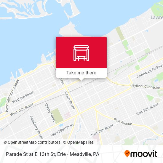 Parade St at E 13th St map
