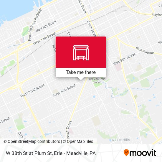 W 38th St at Plum St map