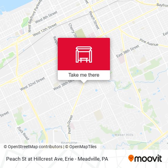Peach St at Hillcrest Ave map