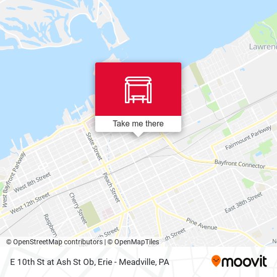 E 10th St at Ash St Ob map