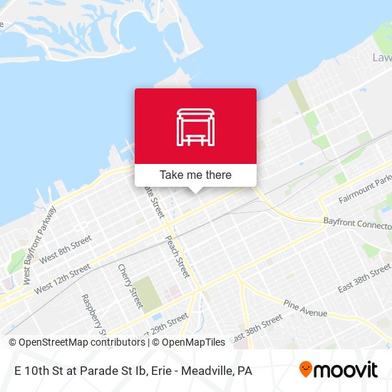 E 10th St at Parade St Ib map