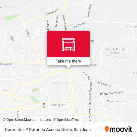 Corrientes Y Rotonda Acceso Norte map