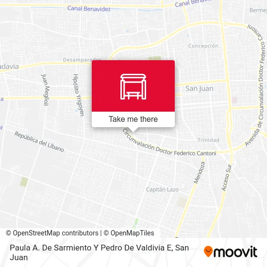 Paula A. De Sarmiento Y Pedro De Valdivia E map