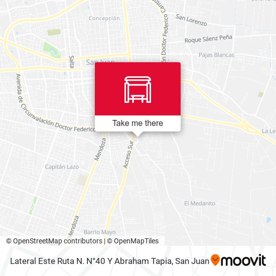 Lateral Este Ruta N. N°40 Y Abraham Tapia map