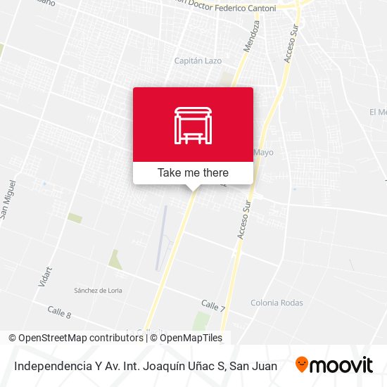 Mapa de Independencia Y Av. Int. Joaquín Uñac S