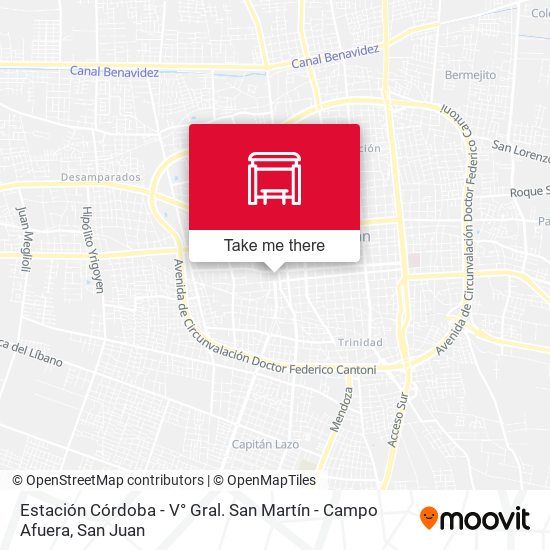 Mapa de Estación Córdoba - V° Gral. San Martín - Campo Afuera