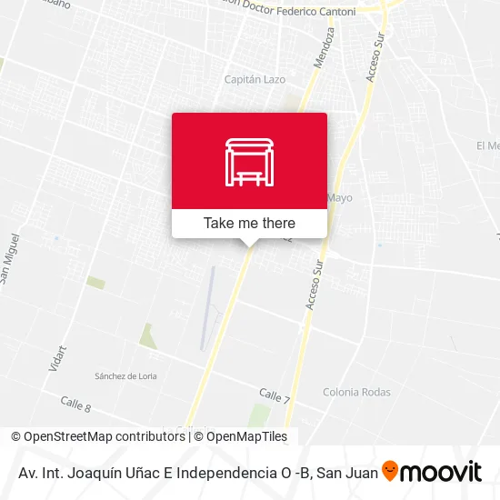 Mapa de Av. Int. Joaquín Uñac E Independencia O -B
