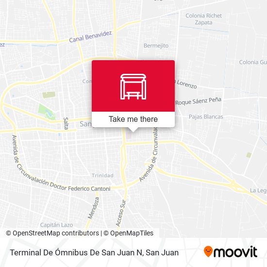 Mapa de Terminal De Ómnibus De San Juan N