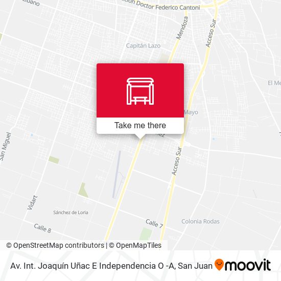 Av. Int. Joaquín Uñac E Independencia O -A map