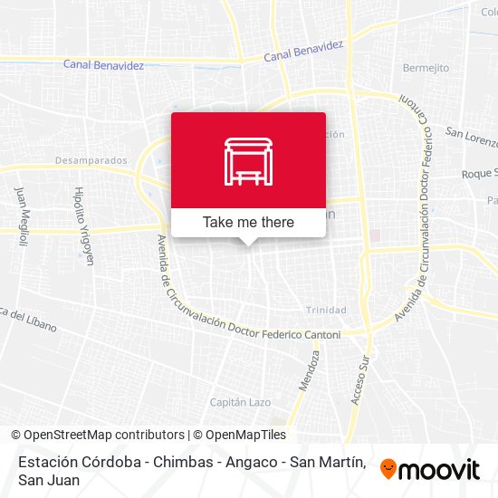 Estación Córdoba - Chimbas - Angaco - San Martín map