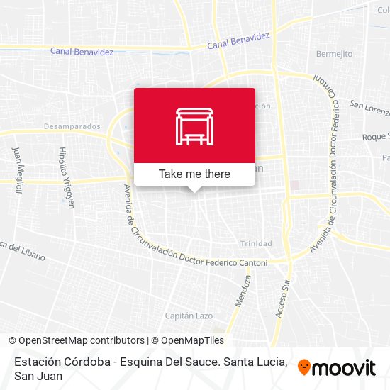 Estación Córdoba - Esquina Del Sauce. Santa Lucia map