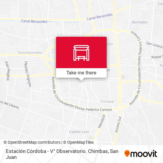 Estación Córdoba - V° Observatorio. Chimbas map