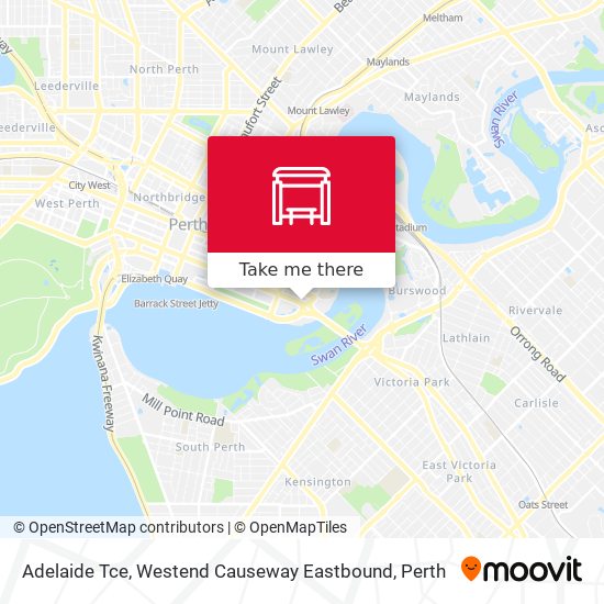 Mapa Adelaide Tce, Westend Causeway Eastbound