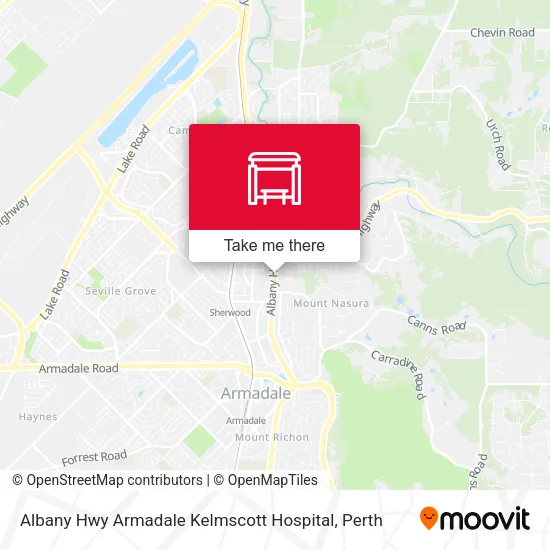 Mapa Albany Hwy Armadale Kelmscott Hospital