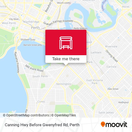 Canning Hwy Before Gwenyfred Rd map