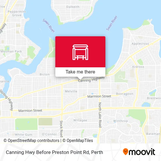 Mapa Canning Hwy Before Preston Point Rd