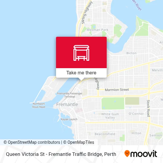 Mapa Queen Victoria St - Fremantle Traffic Bridge
