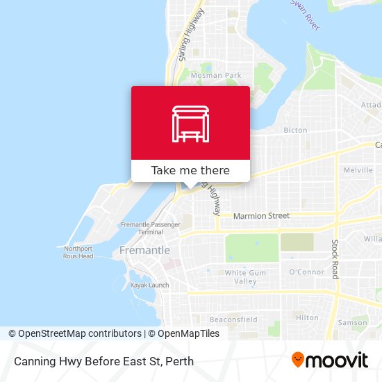 Canning Hwy Before East St map