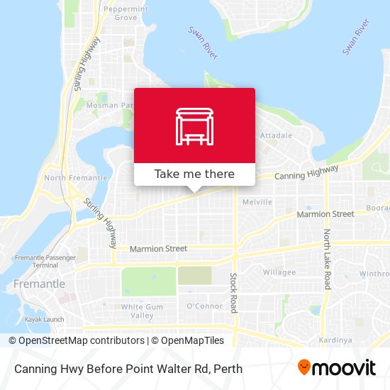 Canning Hwy Before Point Walter Rd map
