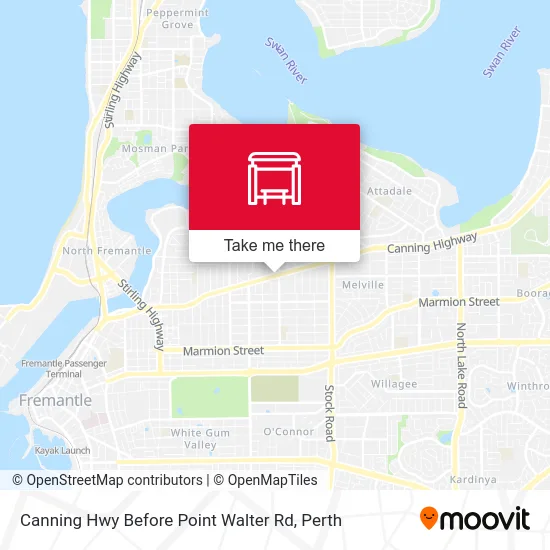 Mapa Canning Hwy Before Point Walter Rd