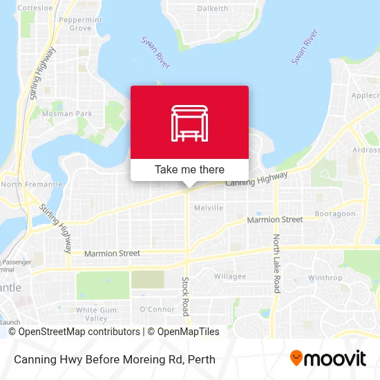 Mapa Canning Hwy Before Moreing Rd