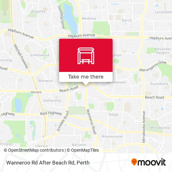 Wanneroo Rd After Beach Rd map