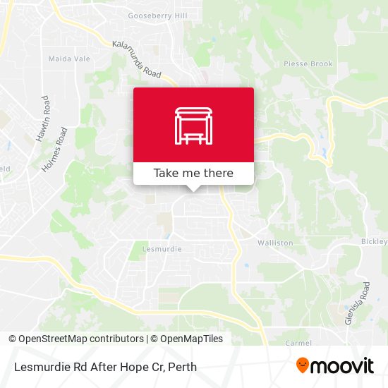 Lesmurdie Rd After Hope Cr map
