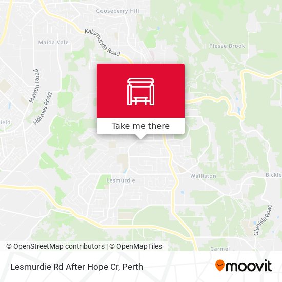 Lesmurdie Rd After Hope Cr map