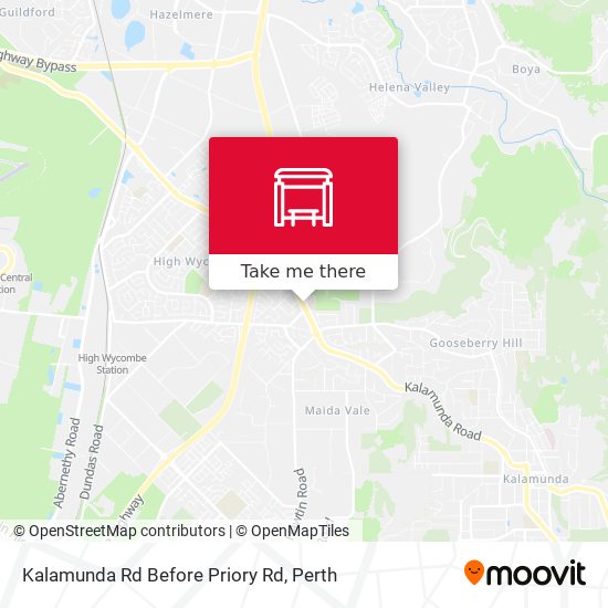 Kalamunda Rd Before Priory Rd map