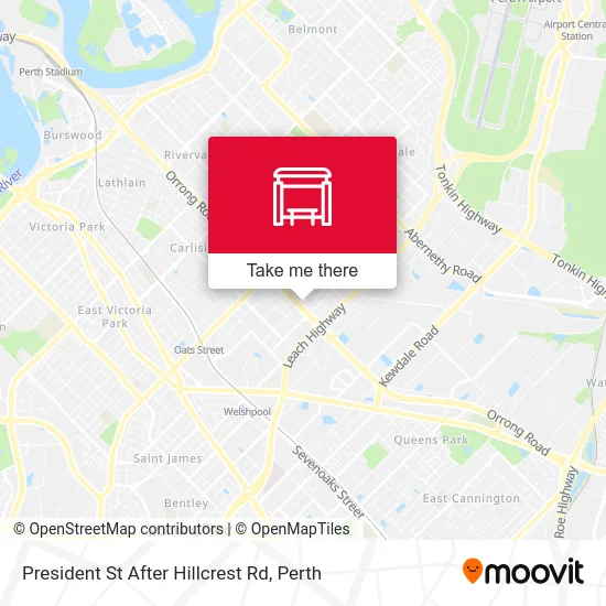 Mapa President St After Hillcrest Rd