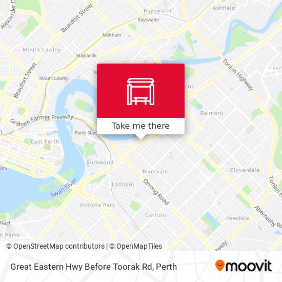 Great Eastern Hwy Before Toorak Rd map