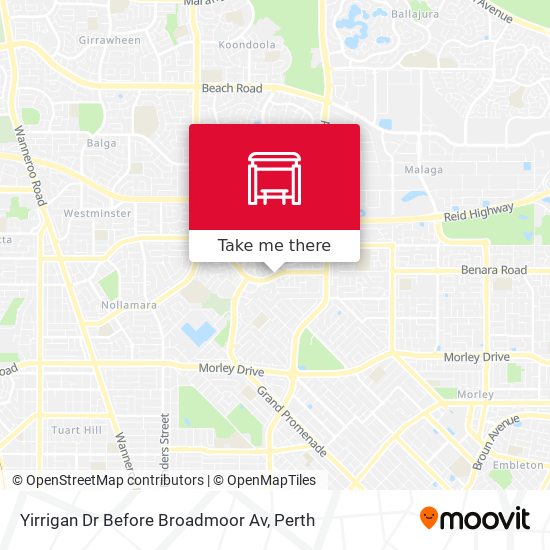 Yirrigan Dr Before Broadmoor Av map