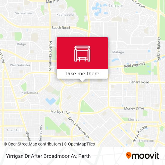 Yirrigan Dr After Broadmoor Av map