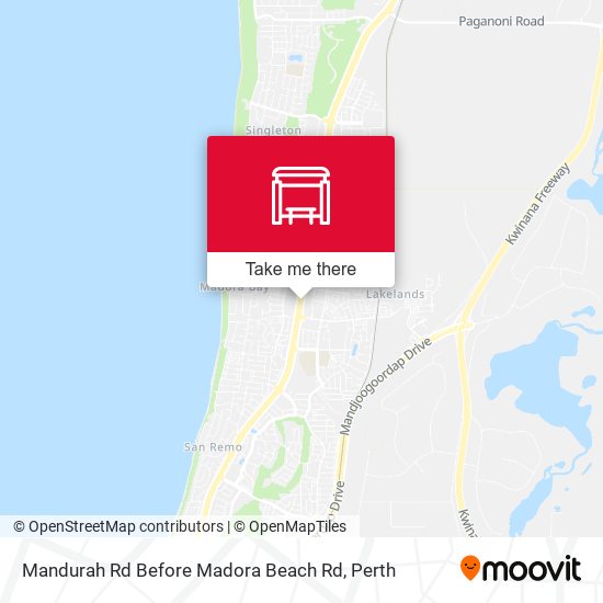 Mandurah Rd Before Madora Beach Rd map