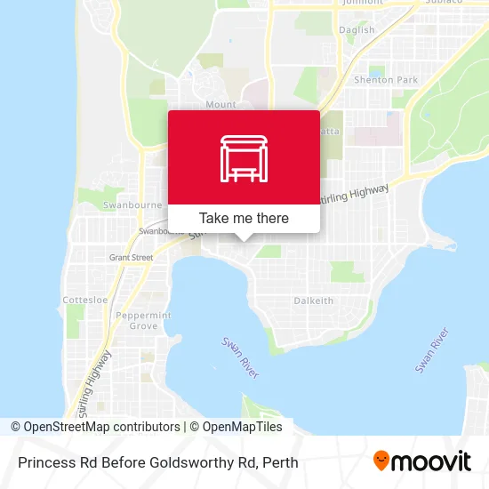 Mapa Princess Rd Before Goldsworthy Rd