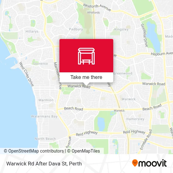 Mapa Warwick Rd After Dava St