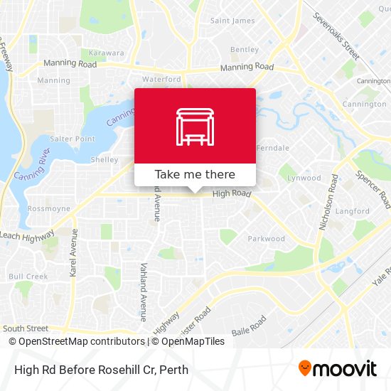 High Rd Before Rosehill Cr map