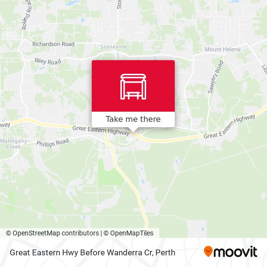 Great Eastern Hwy Before Wanderra Cr map