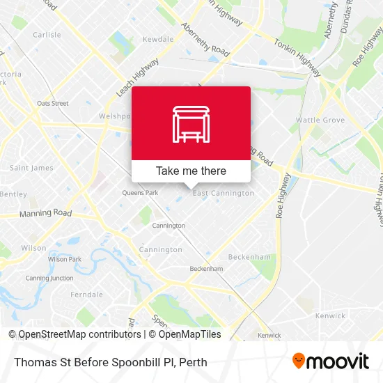 Mapa Thomas St Before Spoonbill Pl