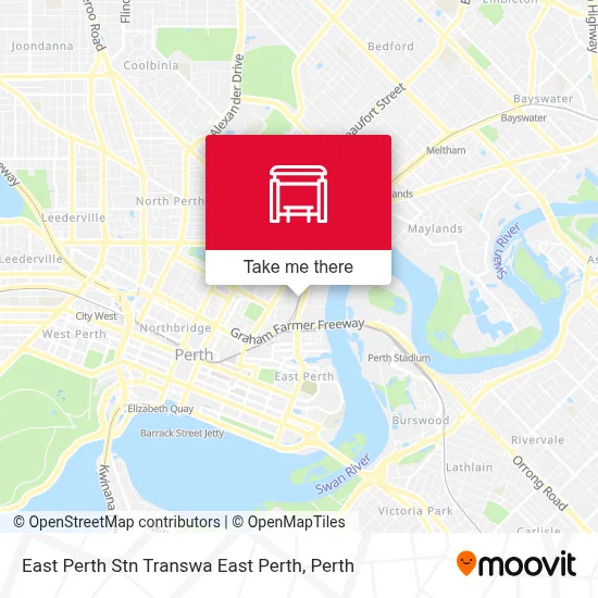 Mapa East Perth Stn Transwa East Perth