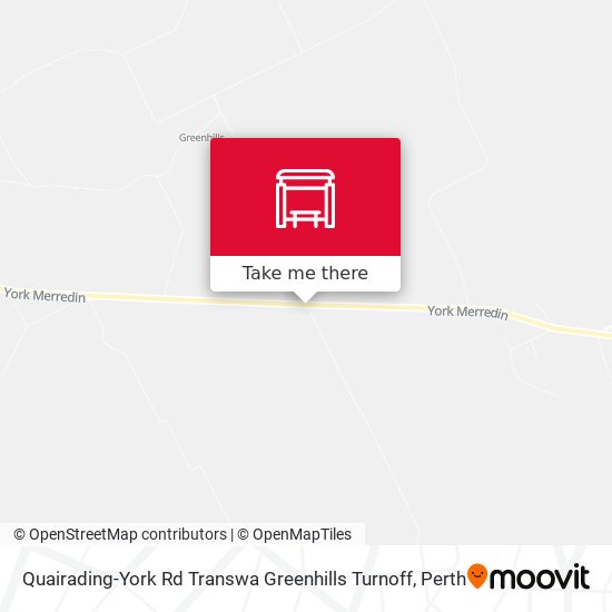 Quairading-York Rd Transwa Greenhills Turnoff map