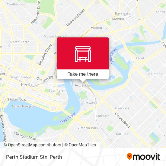 Mapa Perth Stadium Stn