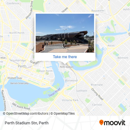 Mapa Perth Stadium Stn