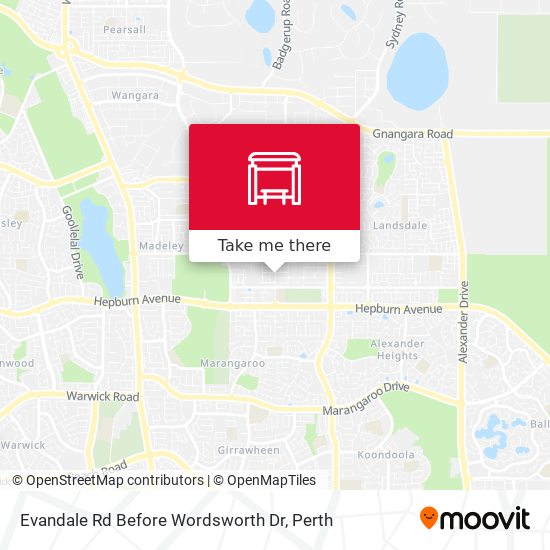 Evandale Rd Before Wordsworth Dr map
