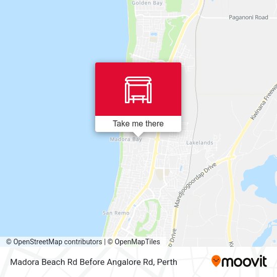 Madora Beach Rd Before Angalore Rd map