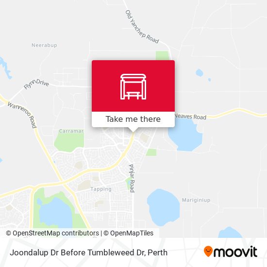 Joondalup Dr Before Tumbleweed Dr map