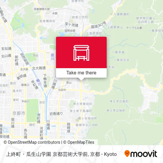 上終町・瓜生山学園 京都芸術大学前 map