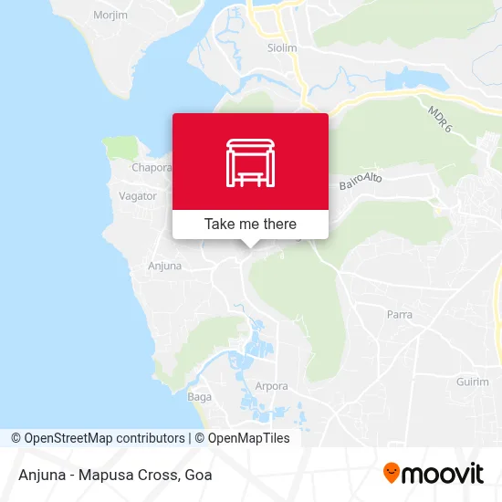 Anjuna - Mapusa Cross map