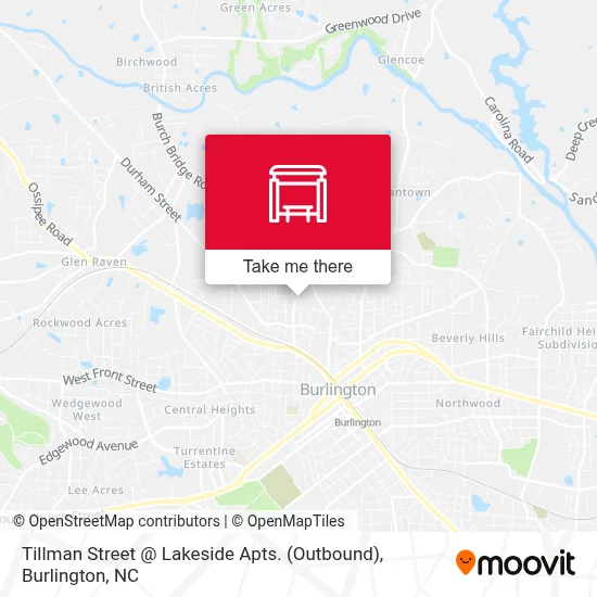 Tillman Street @ Lakeside Apts. (Outbound) map