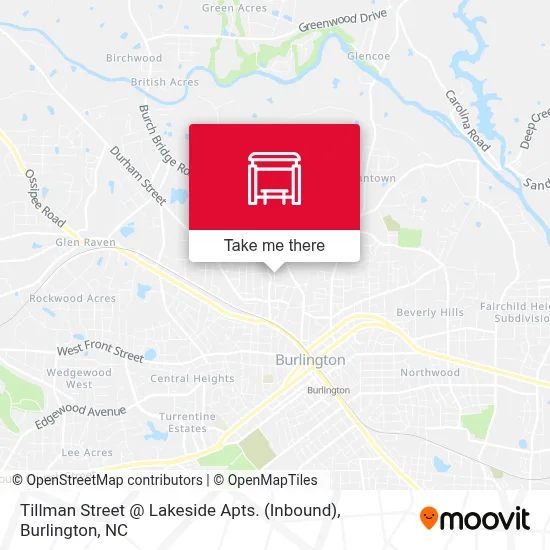 Tillman Street @ Lakeside Apts. (Inbound) map